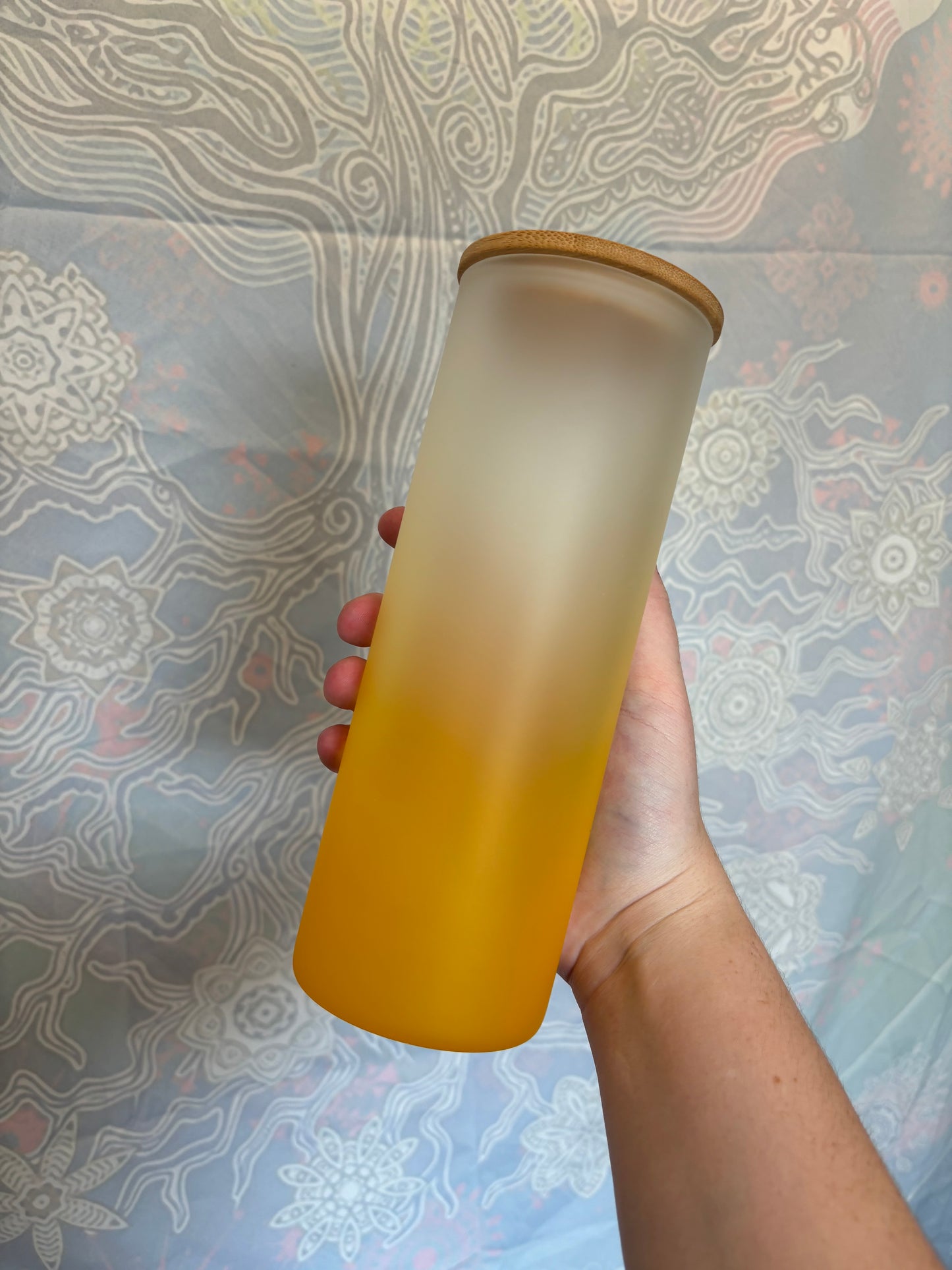 Yellow Ombré 20oz Glass Cup w/ Bamboo Lid