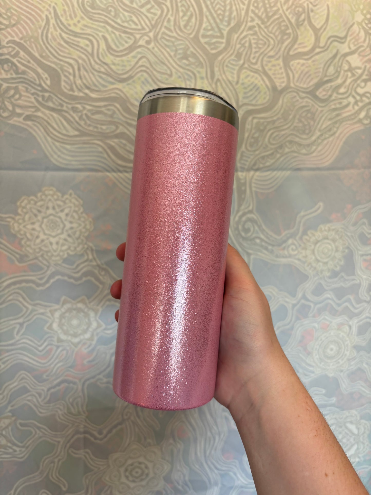 Stainless Steel Pink Glitter Cup w/ acrylic lid