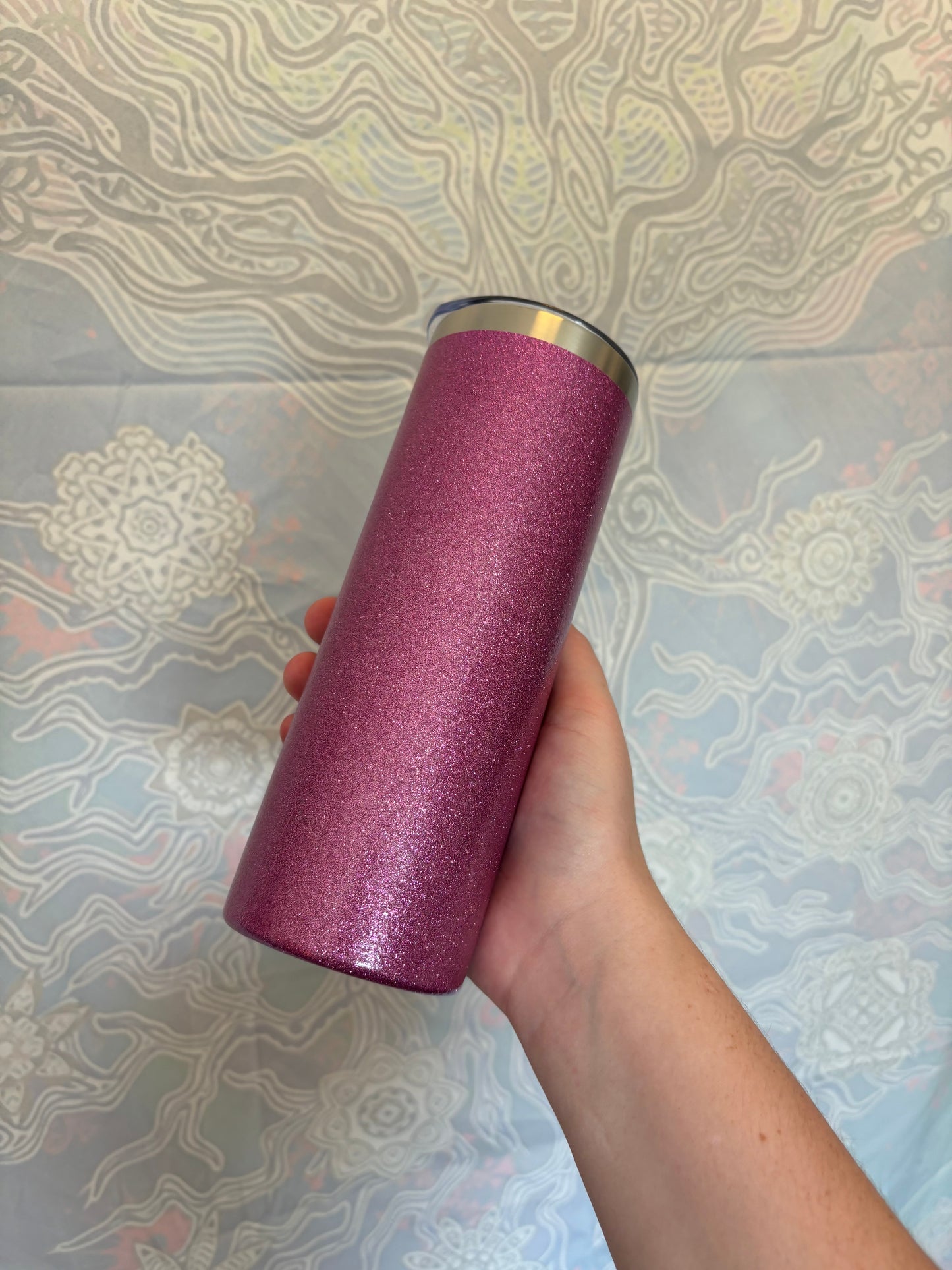 Stainless Steel Purple Glitter Cup w/ acrylic lid