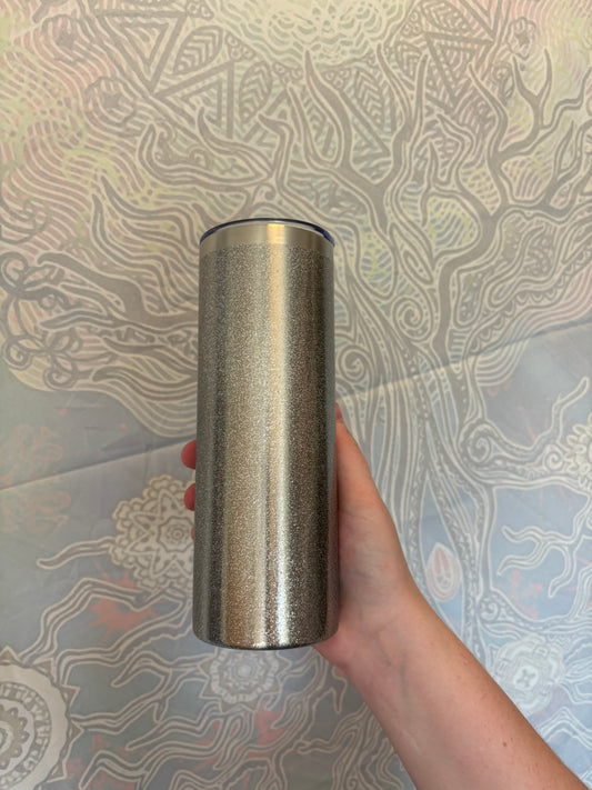 Stainless Steel Silver Glitter Cup w/ acrylic lid