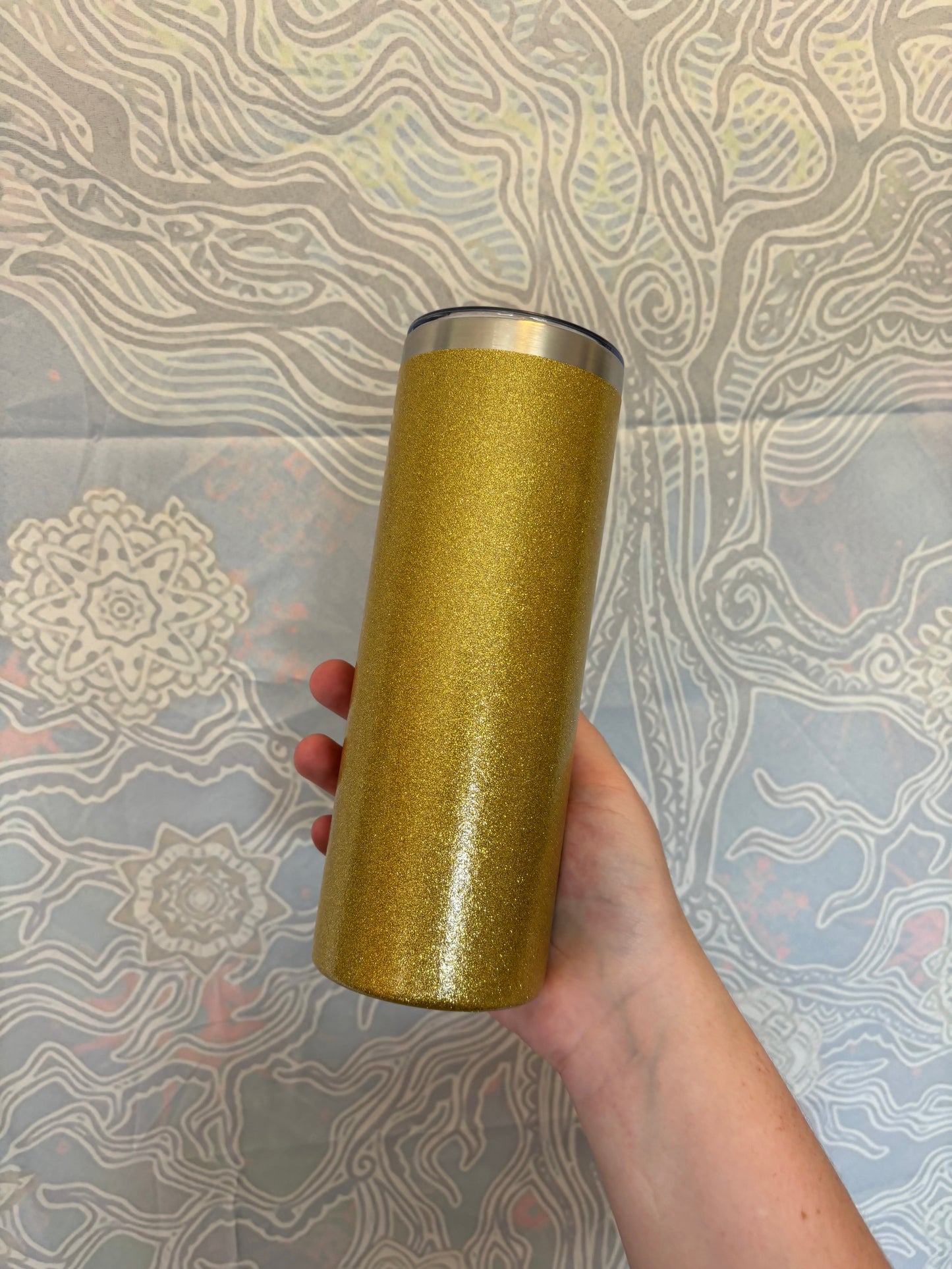 Stainless Steel Gold Glitter Cup w/ acrylic lid