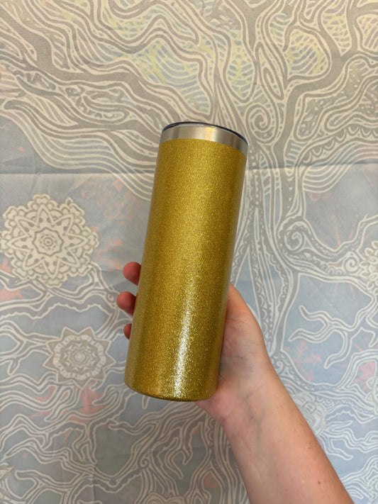 Stainless Steel Gold Glitter Cup w/ acrylic lid