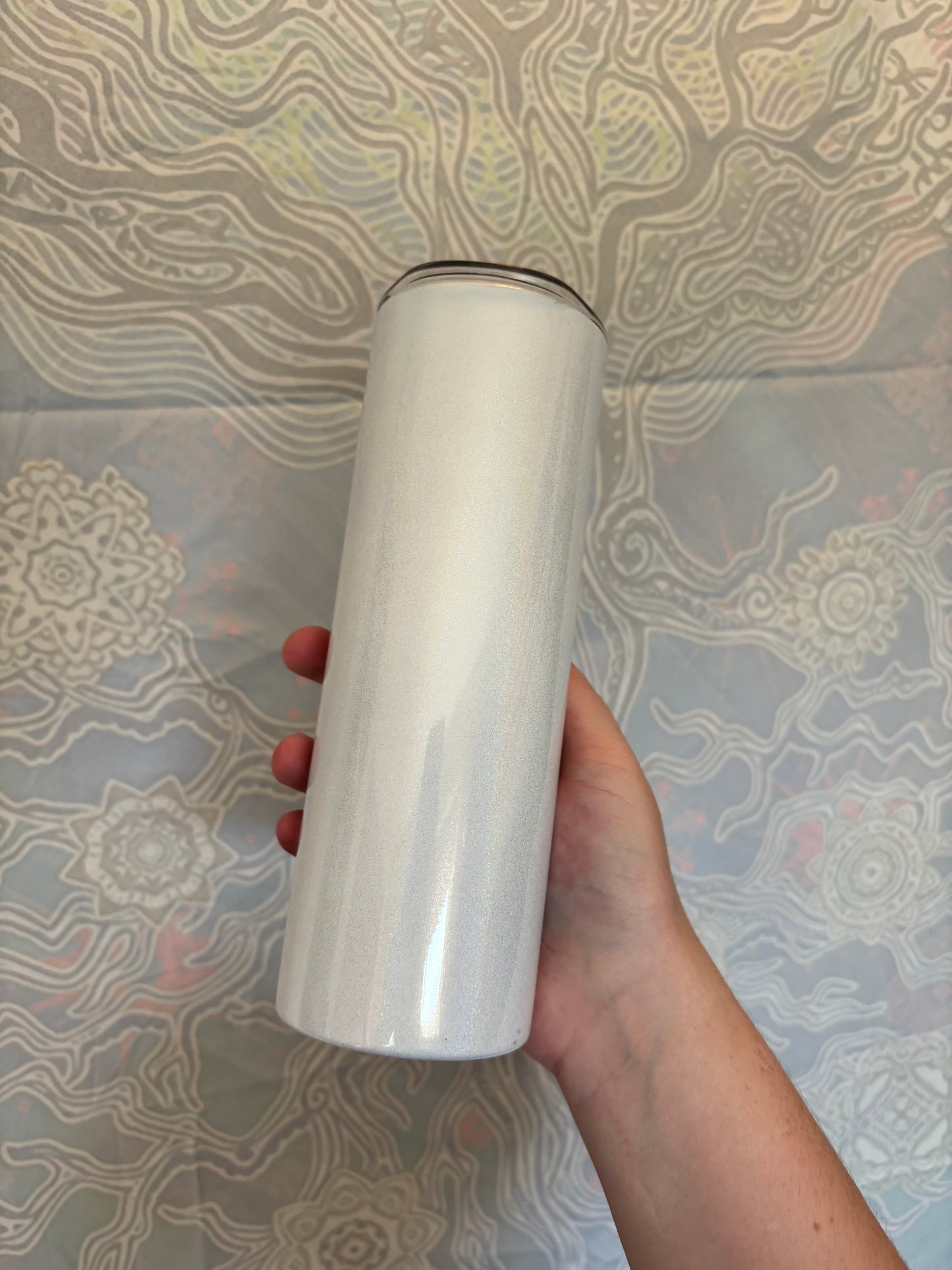 Stainless Steel White Glitter Cup w/ acrylic lid