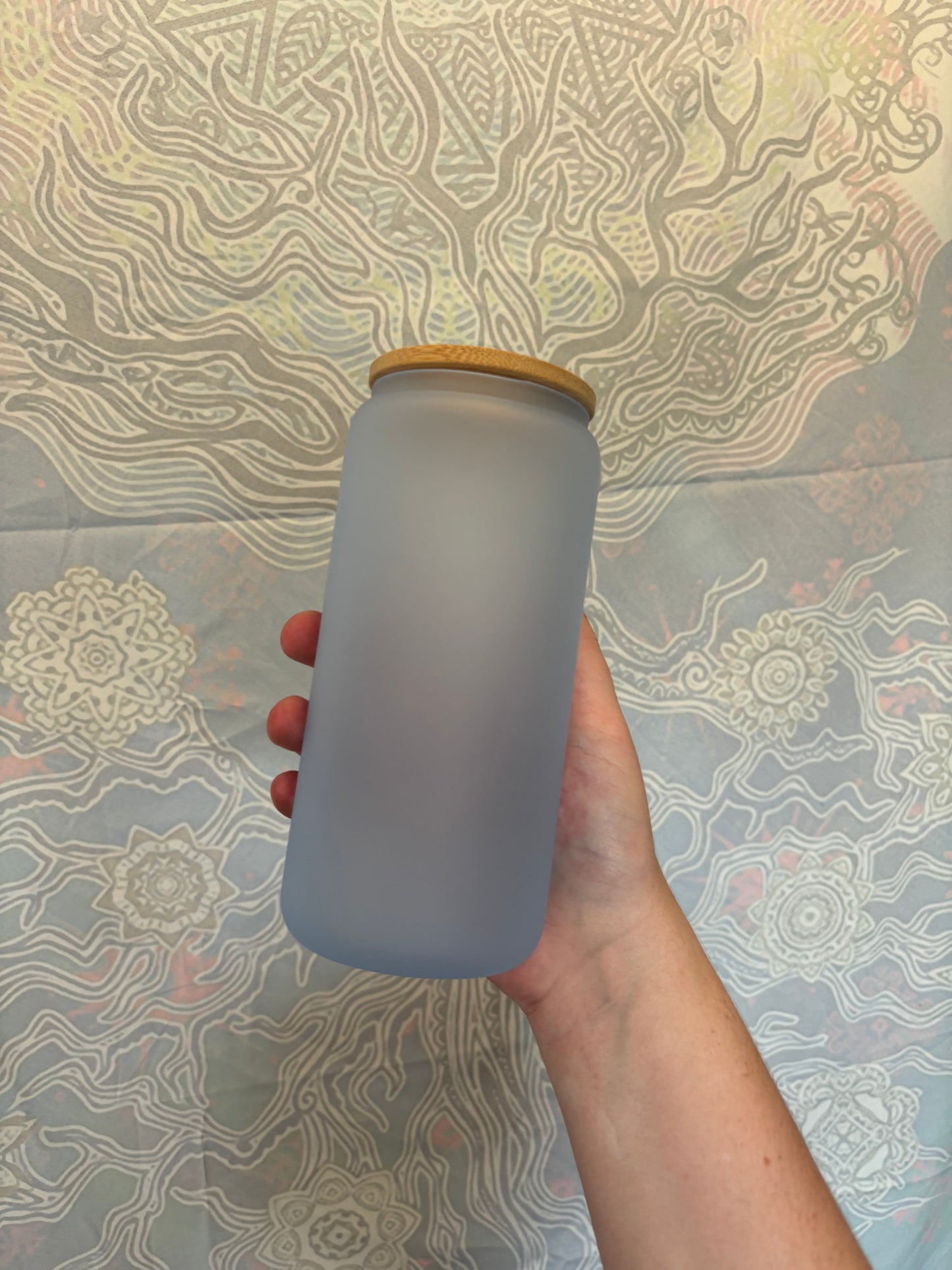 Glass Blue Frosted Cup